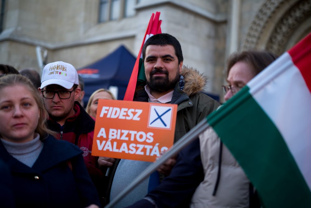 Záverečné predvolebné zhromaždenie strany Fidesz pred parlamentnými voľbami v Maďarsku