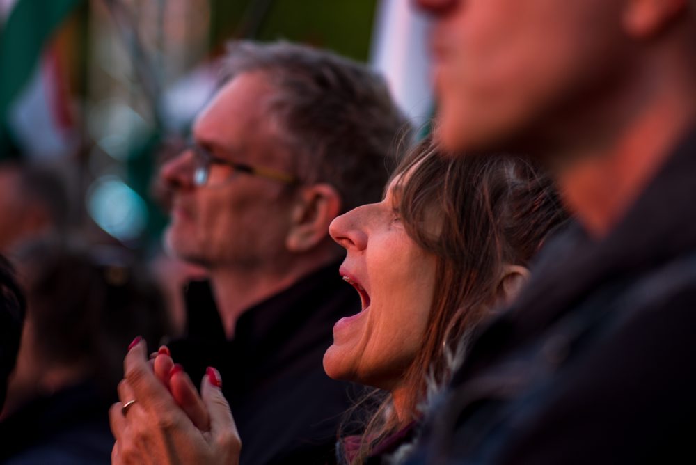 Záverečné predvolebné zhromaždenie strany Fidesz pred parlamentnými voľbami v Maďarsku