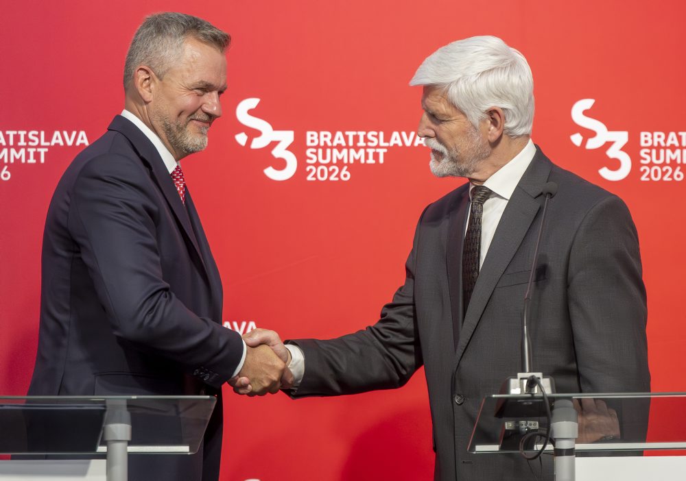 Tlačová konferencia po stretnutí prezidentov krajín Slavkovského formátu v Bratislave  