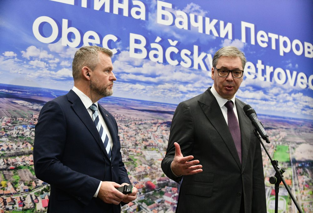 Tlačová konferencia prezidenta SR Petra Pellegriniho so srbským prezidentom Aleksandarom Vučićom po návšteve slovenskej komunity v Srbsku