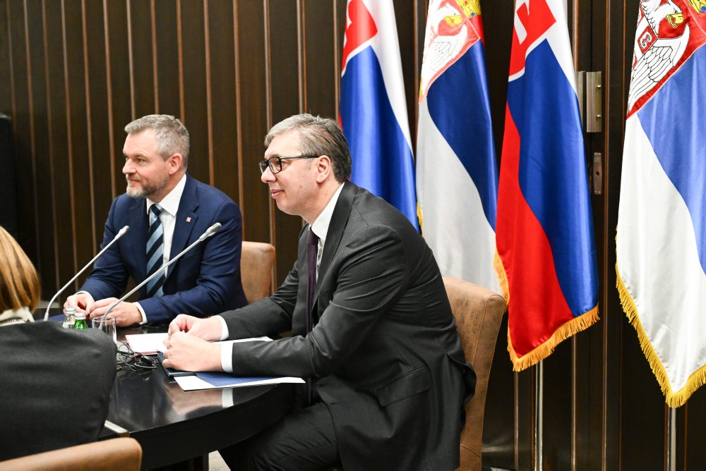 Prezident SR Peter Pellegrini so srbským prezidentom Aleksandarom Vučićom na návšteve slovenskej komunity v Srbsku