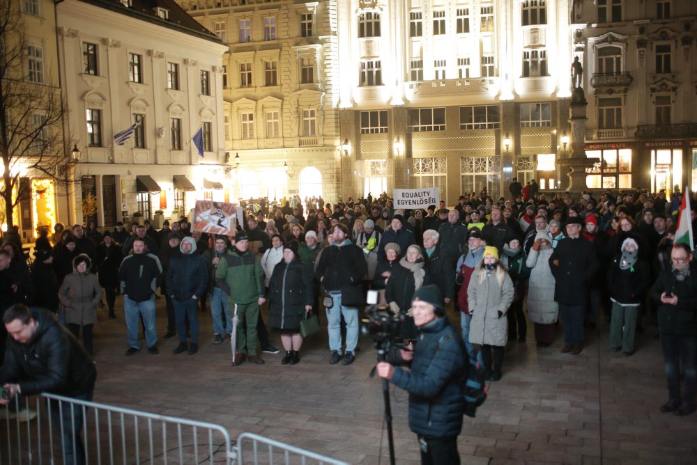 Na Hlavnom námestí protestovali mladí Maďari žijúci na Slovensku