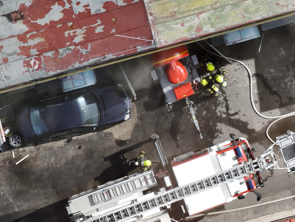 Požiar skladu na ulici Stará Vajnorská v Bratislave