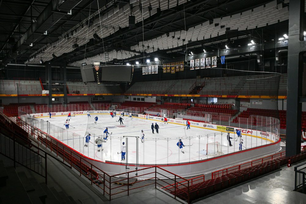 Tréning hokejistov reprezentácie SR do 18 v Trenčíne