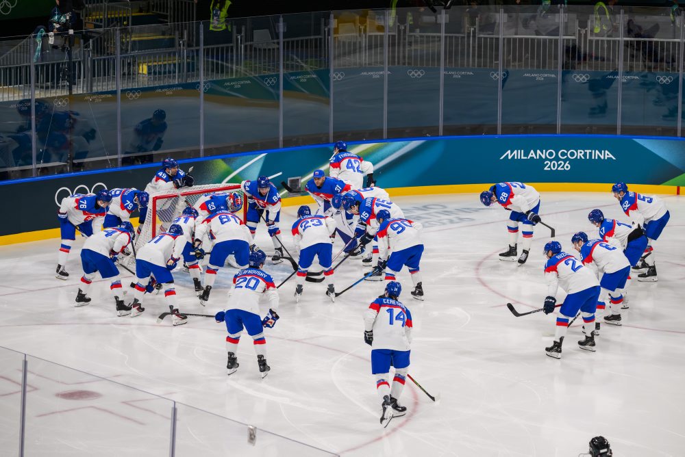 Slovenskí hokejisti pred zápasom Taliansko - Slovensko 