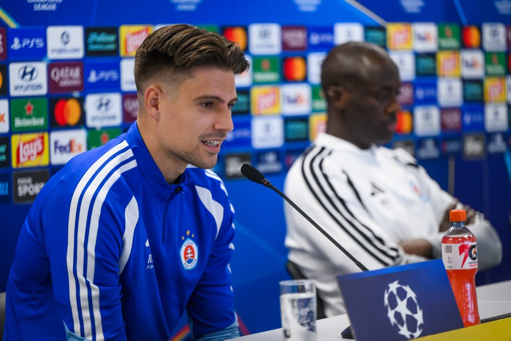 Tlačová konferencia ŠK Slovan Bratislava pred prvým zápasom 2. kola ligovej fázy Ligy majstrov proti Stuttgartu