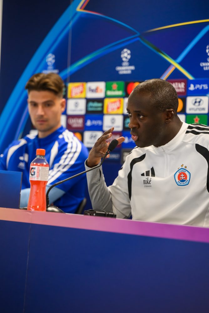 Tlačová konferencia ŠK Slovan Bratislava pred prvým zápasom 2. kola ligovej fázy Ligy majstrov proti Stuttgartu