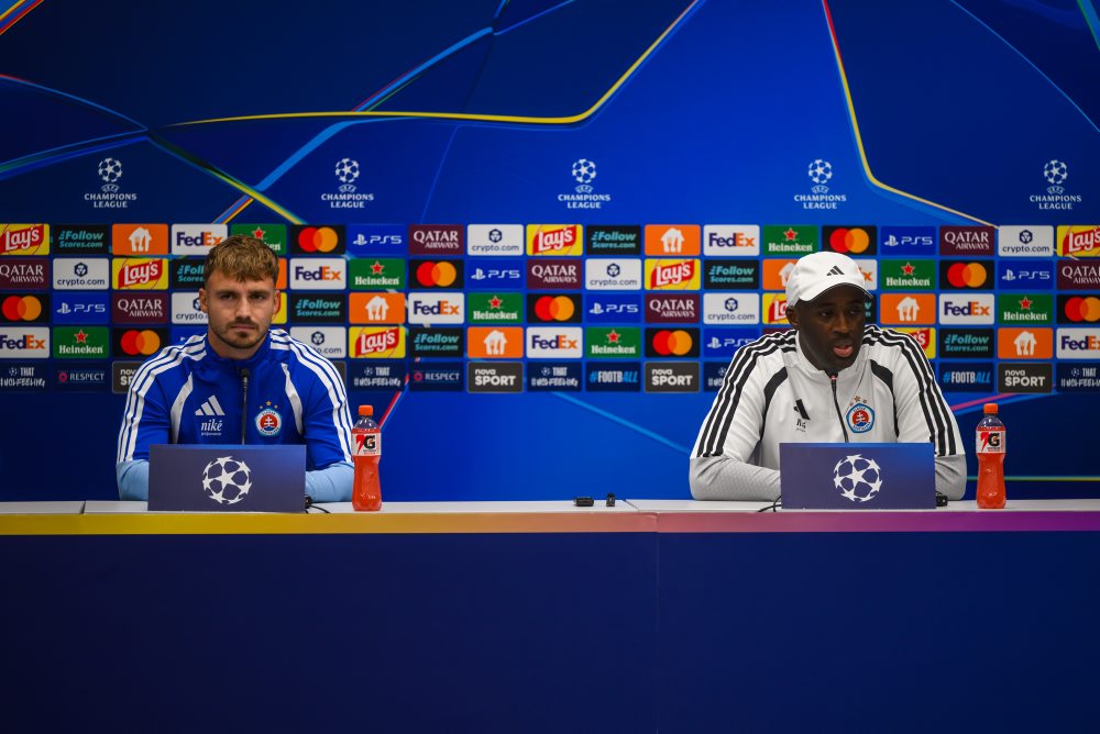 Tlačová konferencia ŠK Slovan Bratislava pred prvým zápasom play off ligovej fázy Ligy majstrov s NK Celje 