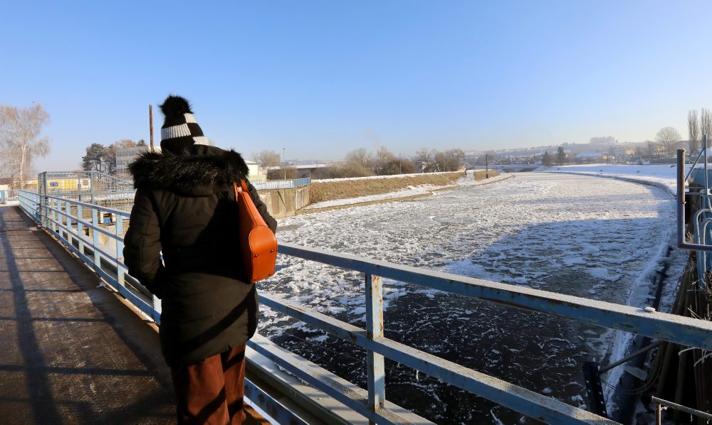 Zamrznutá rieka Hron vo Zvolene 