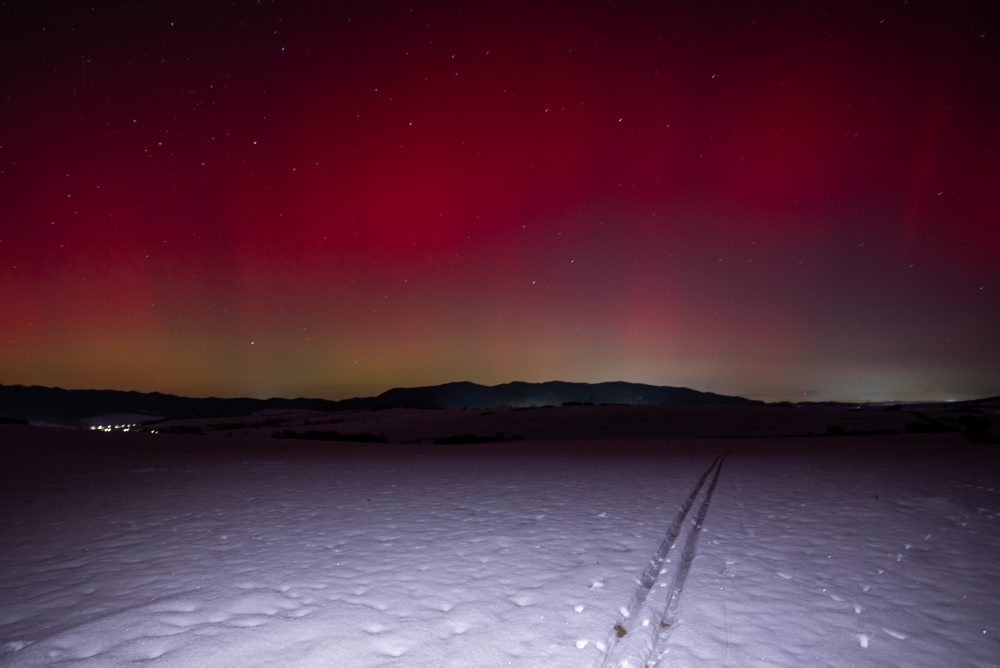 Polárna žiara nad Rajeckou dolinou
