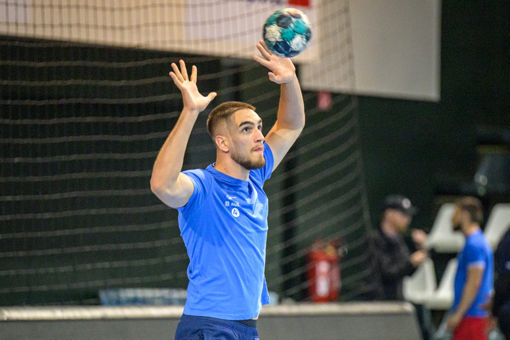 Tréning mužskej hádzanárskej reprezentácie pred barážovým dvojzápasom proti Severnému Macedónsku
