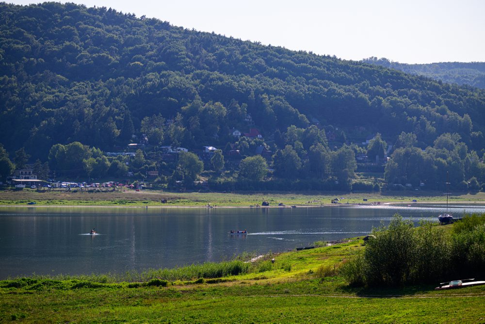Sucho: Hladina vodnej nádrže Domaša na východe Slovenska 