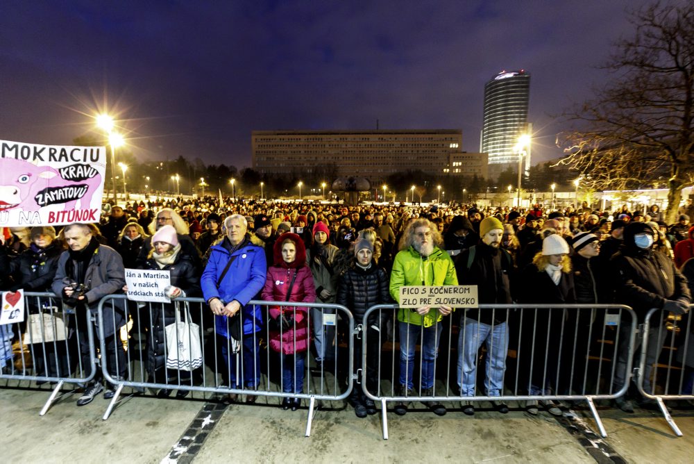 8. výročie vraždy novinára Jána Kuciaka a jeho snúbenice Martiny Kušnírovej v Bratislave