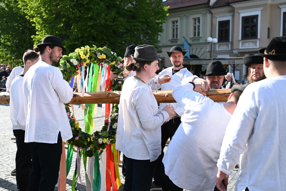 Stavanie mája na Trojičnom námestí v Trnave