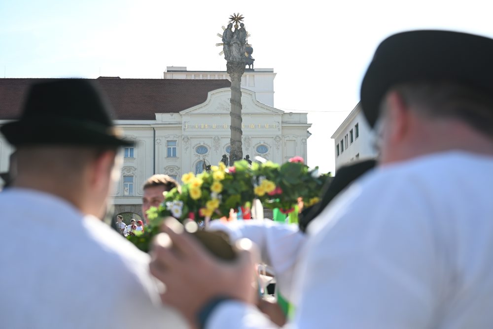 Stavanie mája na Trojičnom námestí v Trnave
