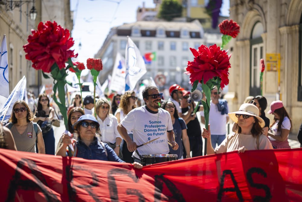 Protest učiteľov v Portugalsku