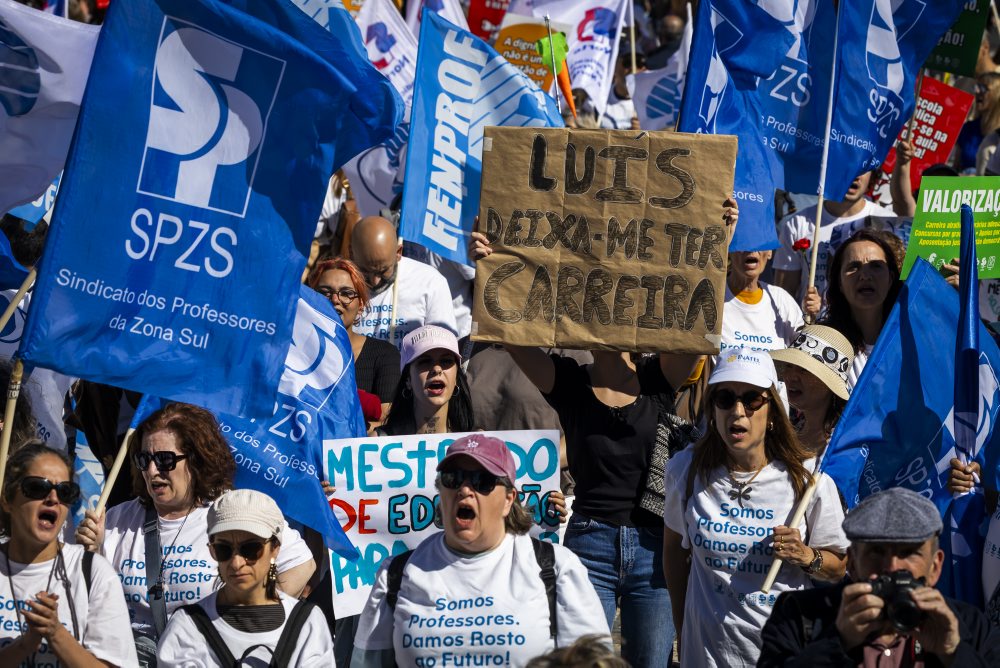 Protest učiteľov v Portugalsku