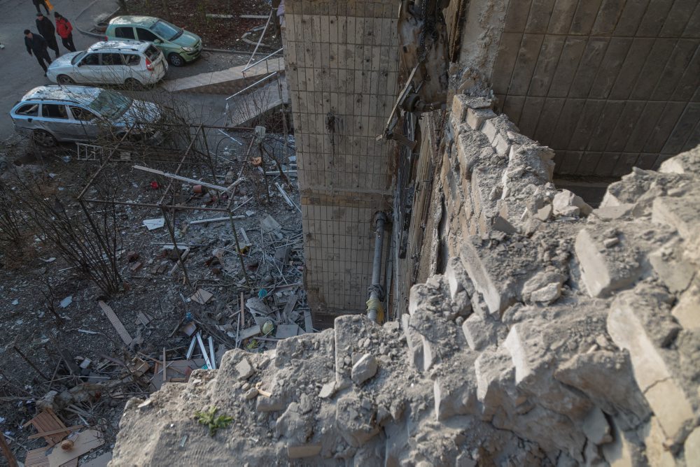 Nočný letecký útok ruskej armády na ukrjainské mesto Odesa 