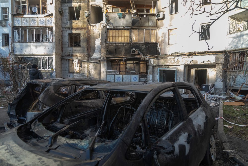 Nočný letecký útok ruskej armády na ukrjainské mesto Odesa 