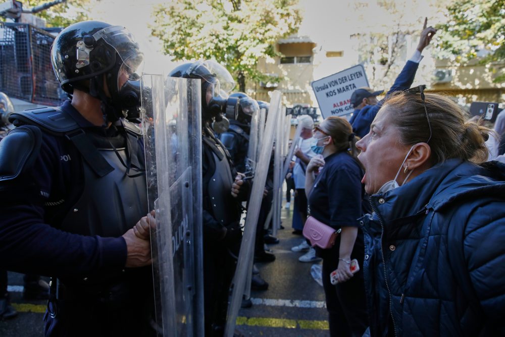 Protivládny protest v Albánsku