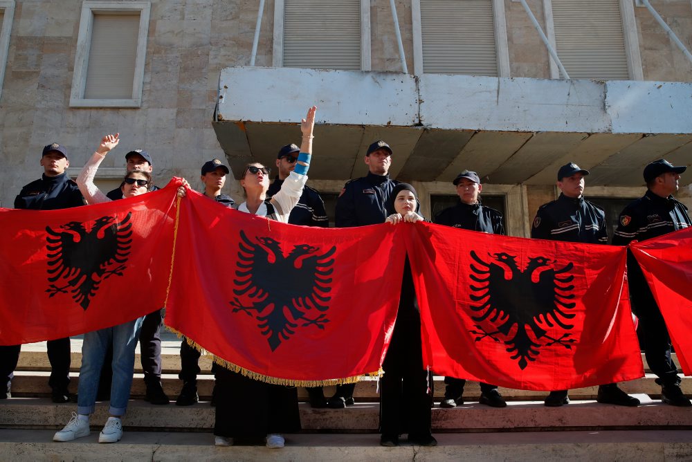 Protivládny protest v Albánsku