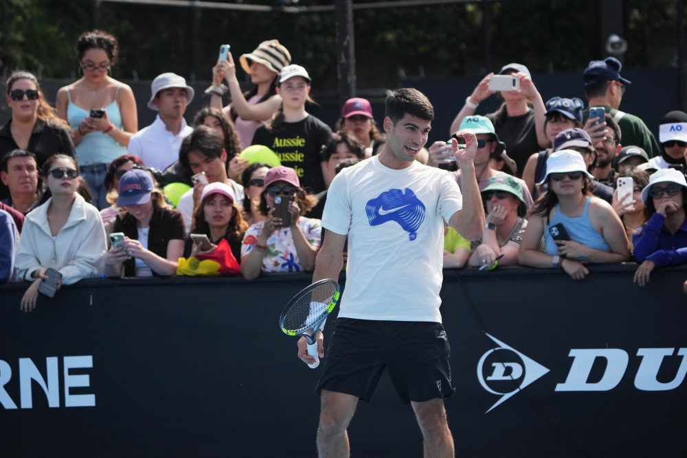 Španiel Carlos Alcaraz na tréningu pred grandslamovým turnajom Australian Open