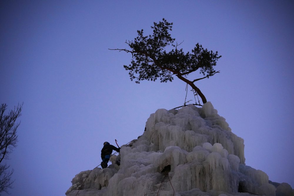 Ľadová stena v českej obci Vír 