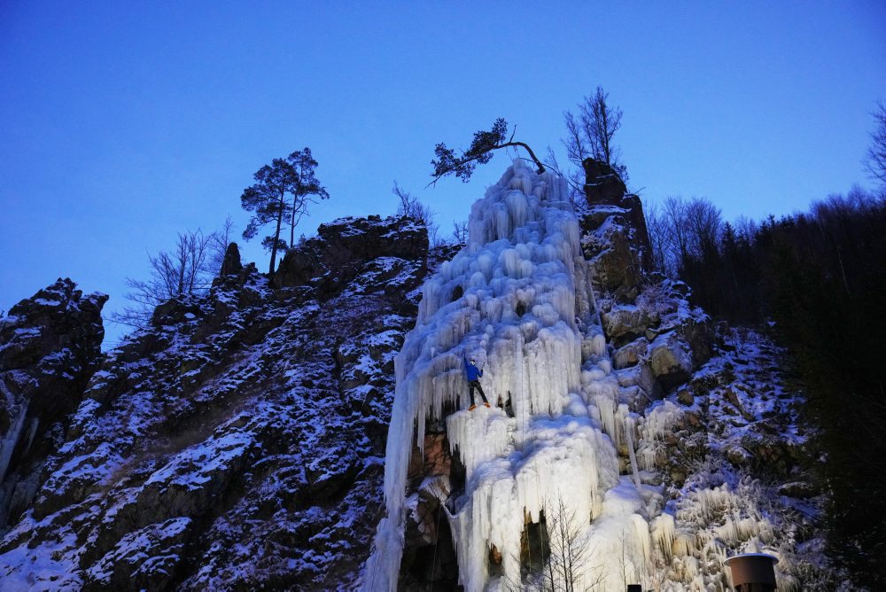 Ľadová stena v českej obci Vír 