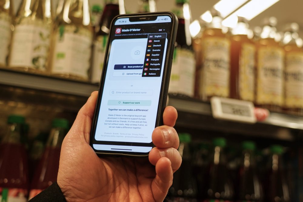 Aplikácia na identifikáciu a bojkot amerických výrobkov v Dánsku 