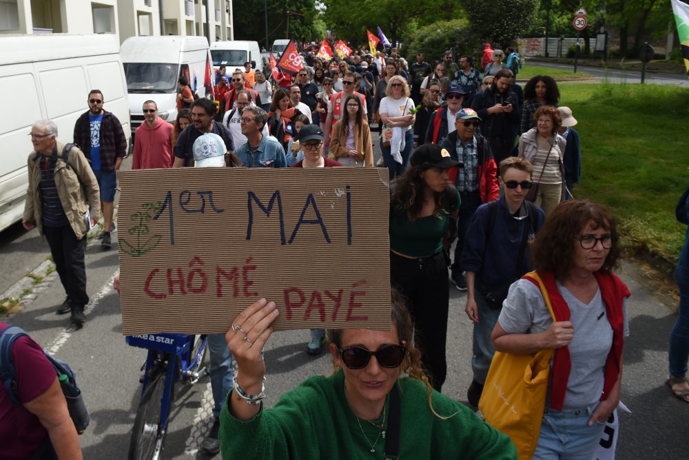 Prvomájová demonštrácia v meste Rennes