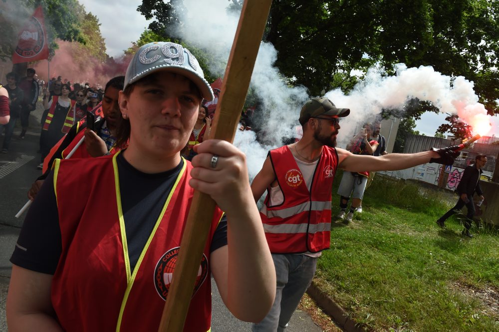 Prvomájová demonštrácia v meste Rennes