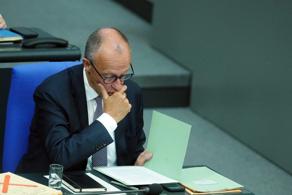 Friedrich Merz na zasadnutí nemeckého parlamentu Bundestag 