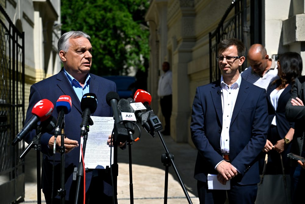 Brífing bývalého maďarského premiéra Viktora Orbána 