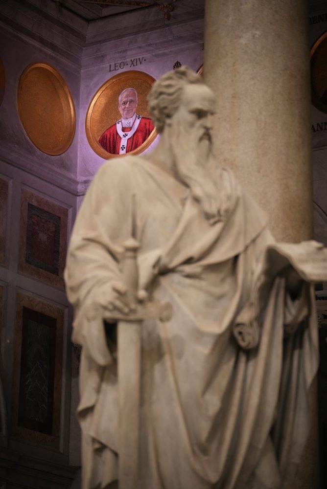 Mozaikový portrét pápeža Leva XIV. v Bazilike sv. Pavla za hradbami 