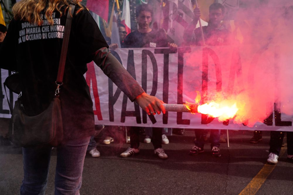 Protest pravicovej študentskej skupiny v Ríme 