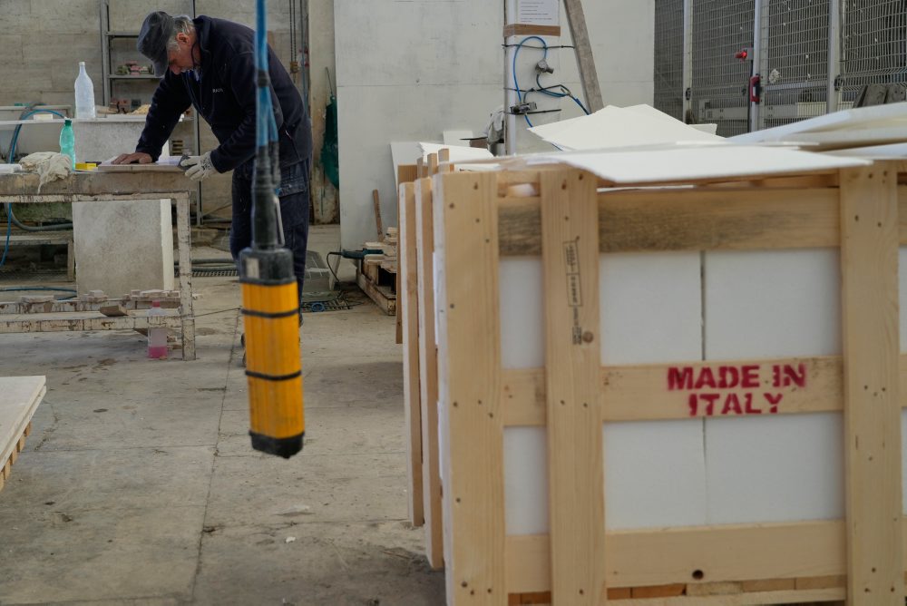 Travertínový kameňolom v Taliansku