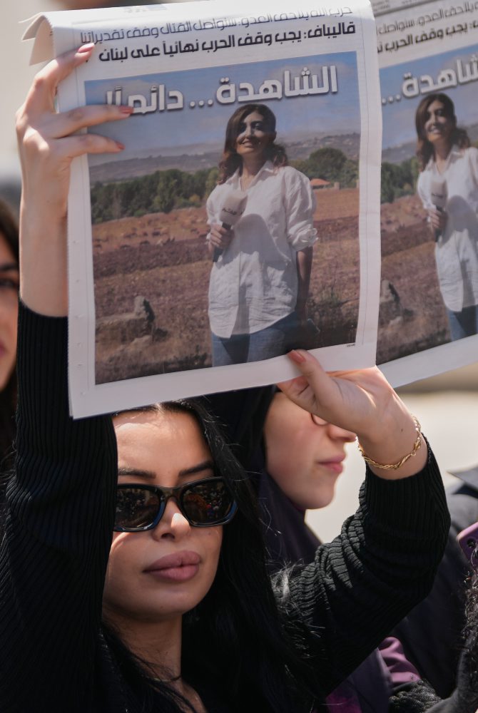 Protest proti vraždeniu novinárov v Libanone 