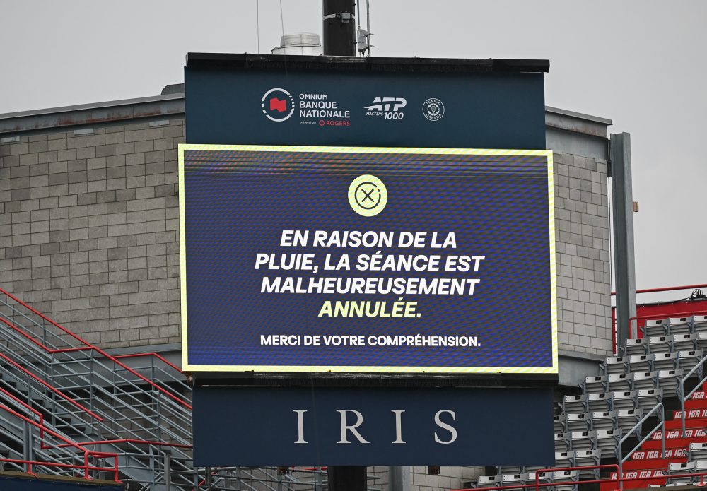 Dážď na tenisovom turnaji ATP Masters 1000 v Montreale 
