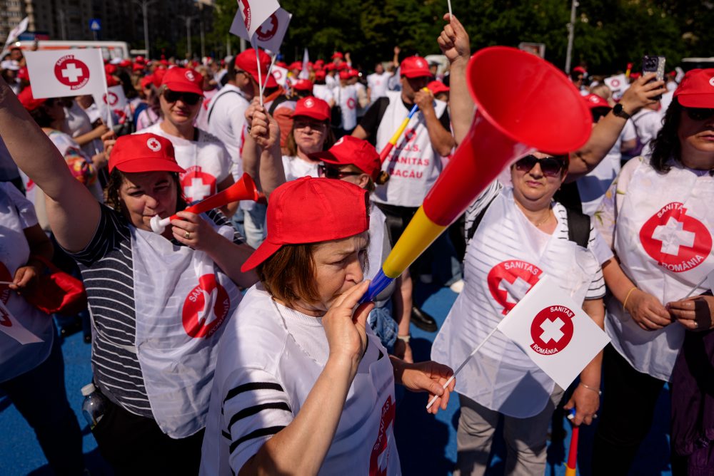 Protest zdravotníkov v Bukurešti 