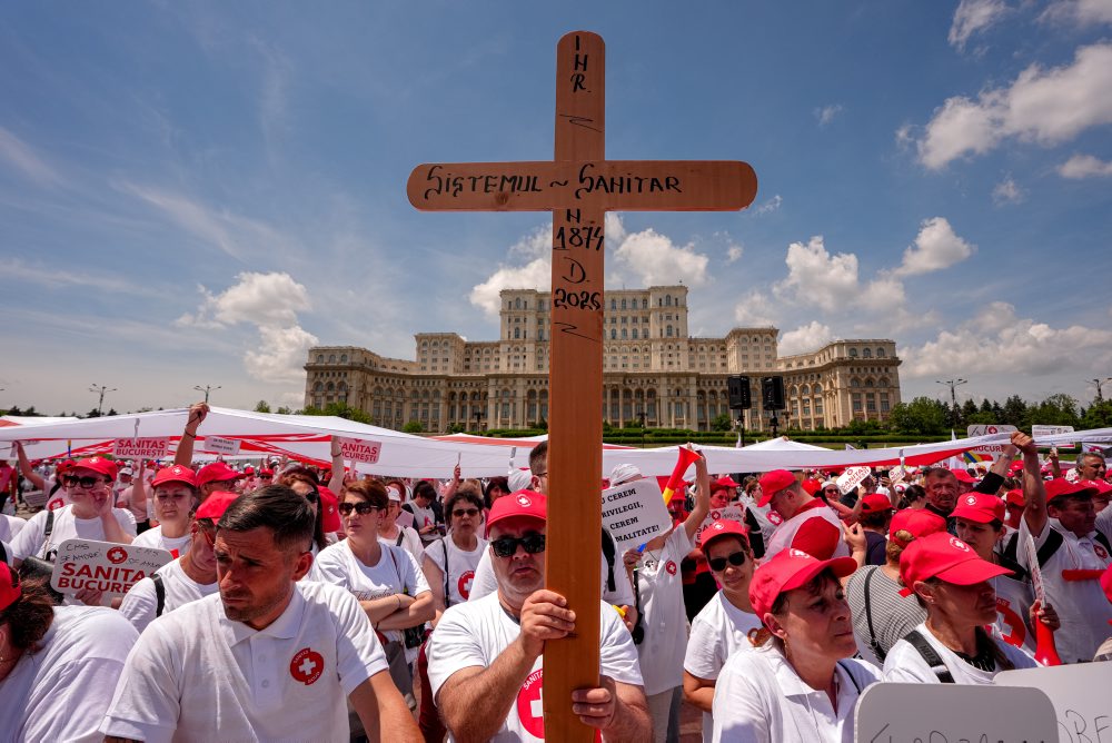 Protest zdravotníkov v Bukurešti 