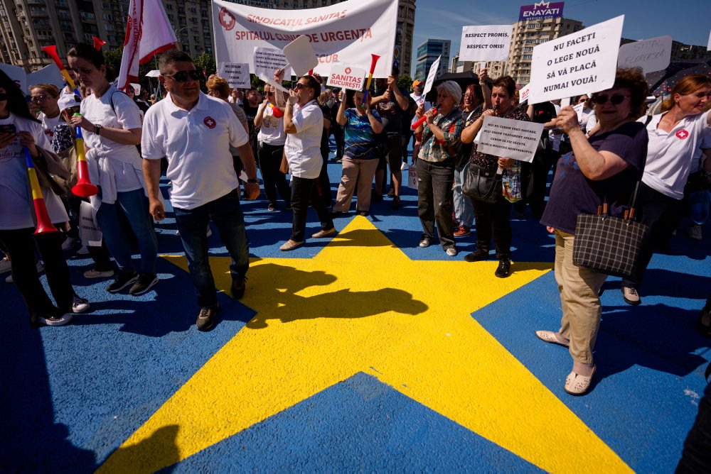 Protest zdravotníkov v Bukurešti 
