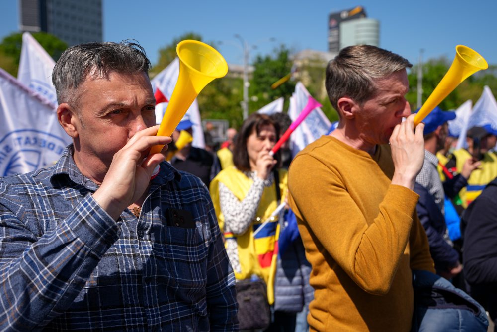 Protivládny protest odborov v Rumunsku