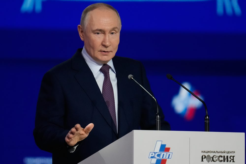 Vladimir Putin na výročnom kongrese Ruskej únie pracovníkov v priemysle a podnikateľov v Moskve