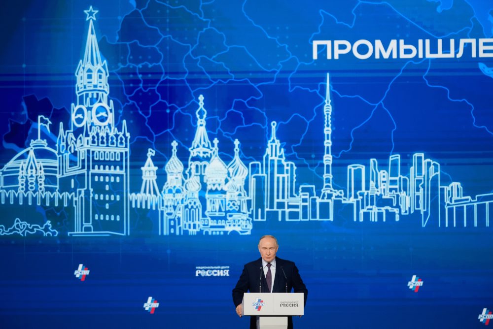 Vladimir Putin na výročnom kongrese Ruskej únie pracovníkov v priemysle a podnikateľov v Moskve