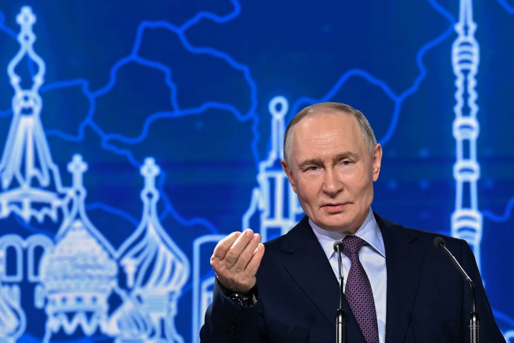 Vladimir Putin na výročnom kongrese Ruskej únie pracovníkov v priemysle a podnikateľov v Moskve