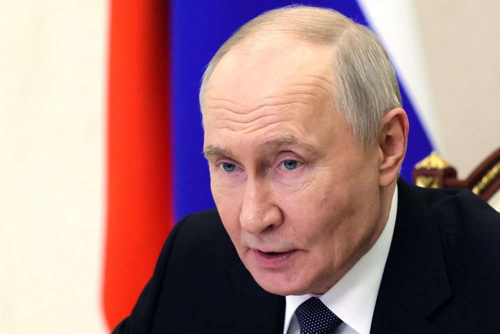 Vladimir Putin na zasadnutí Bezpečnostnej rady v Kremli