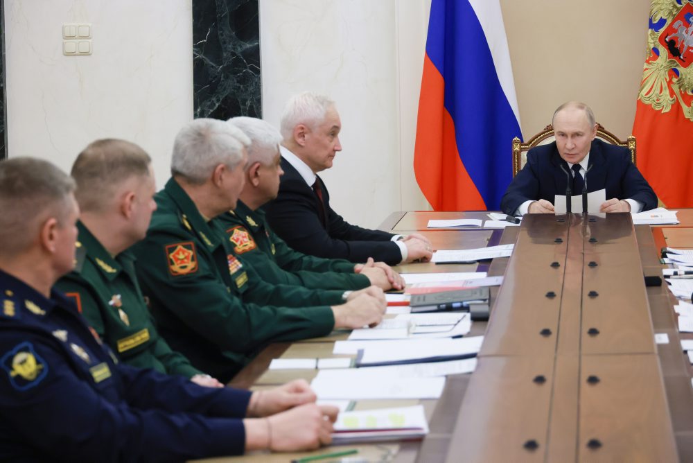 Vladimir Putin na stretnutí s vysokými predstaviteľmi ruskej armády