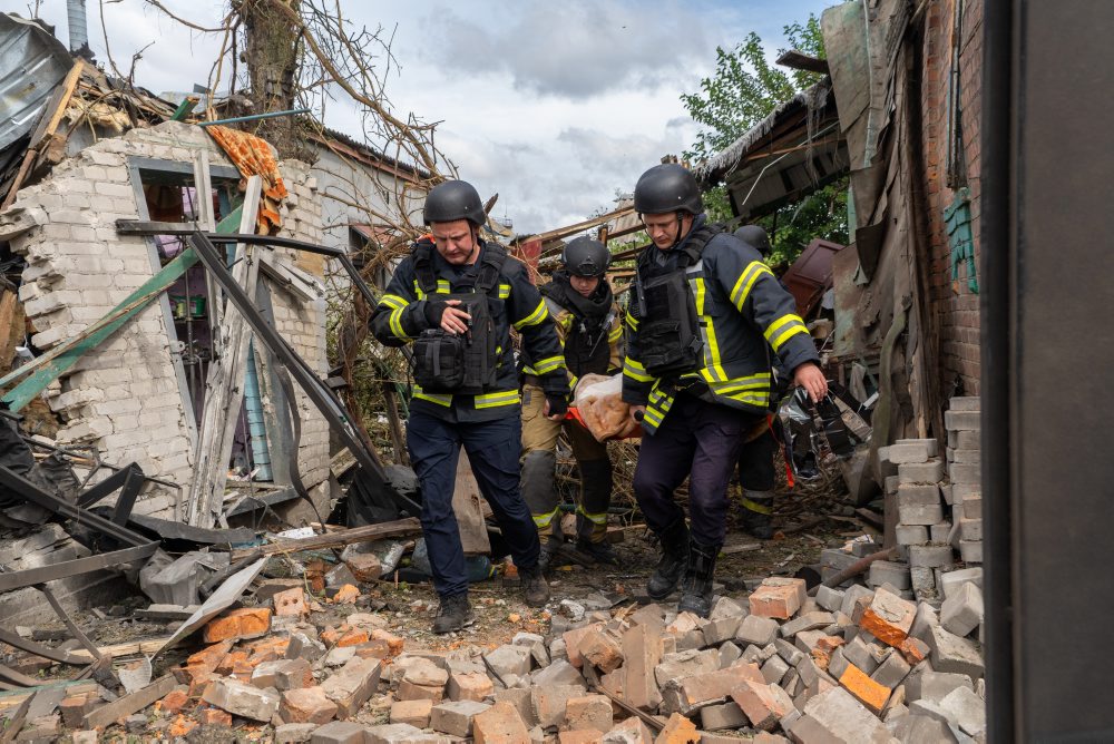 Dronový útok ruskej armády na ukrajinské mesto Charkov