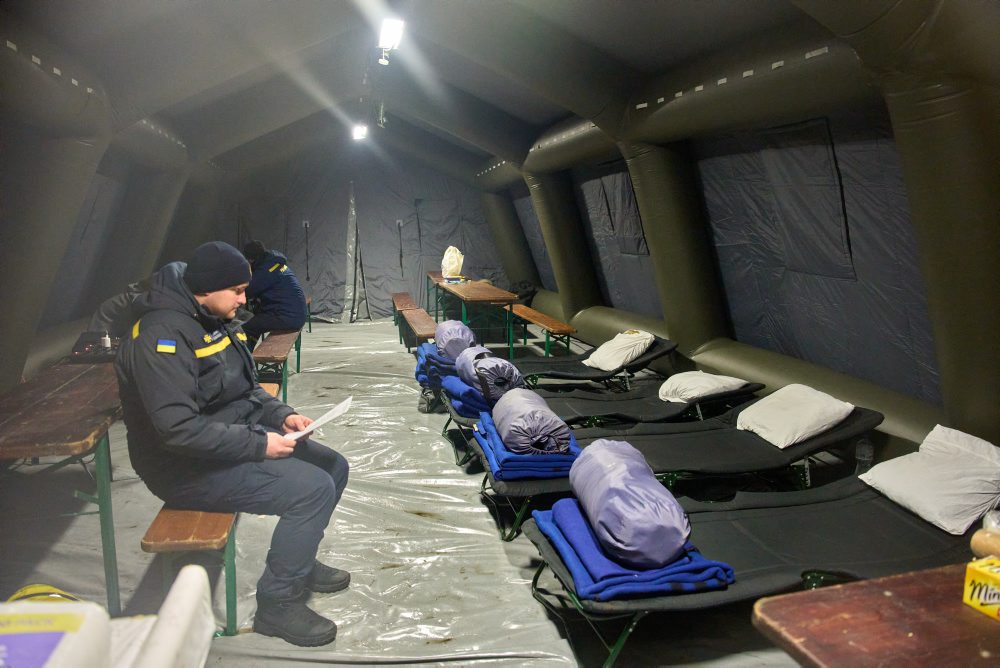 Núdzové stany v Kyjeve 