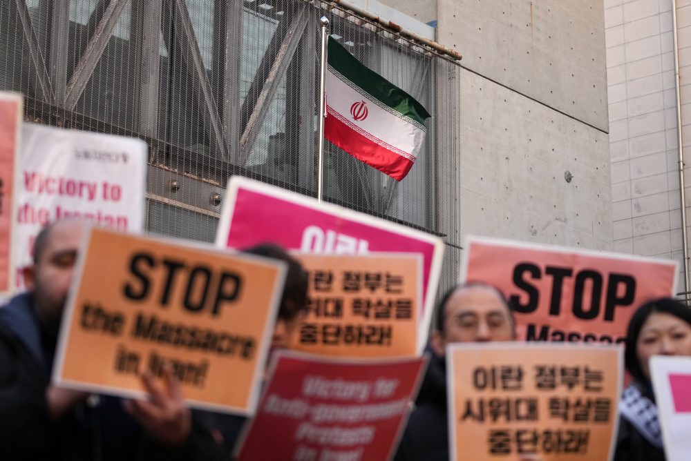 Demonštranti v Južnej Kórei podporujú protivládne protesty v Iráne